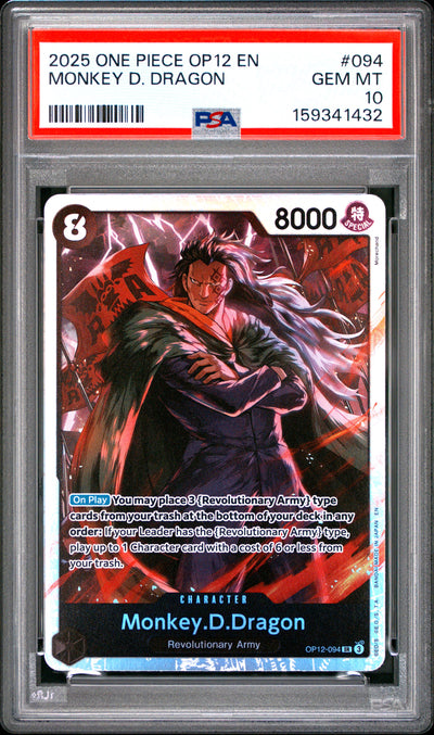 One Piece Op12 Legacy Of The Master 094 Monkey D. Dragon PSA 10 GEM MINT Cert #159341432